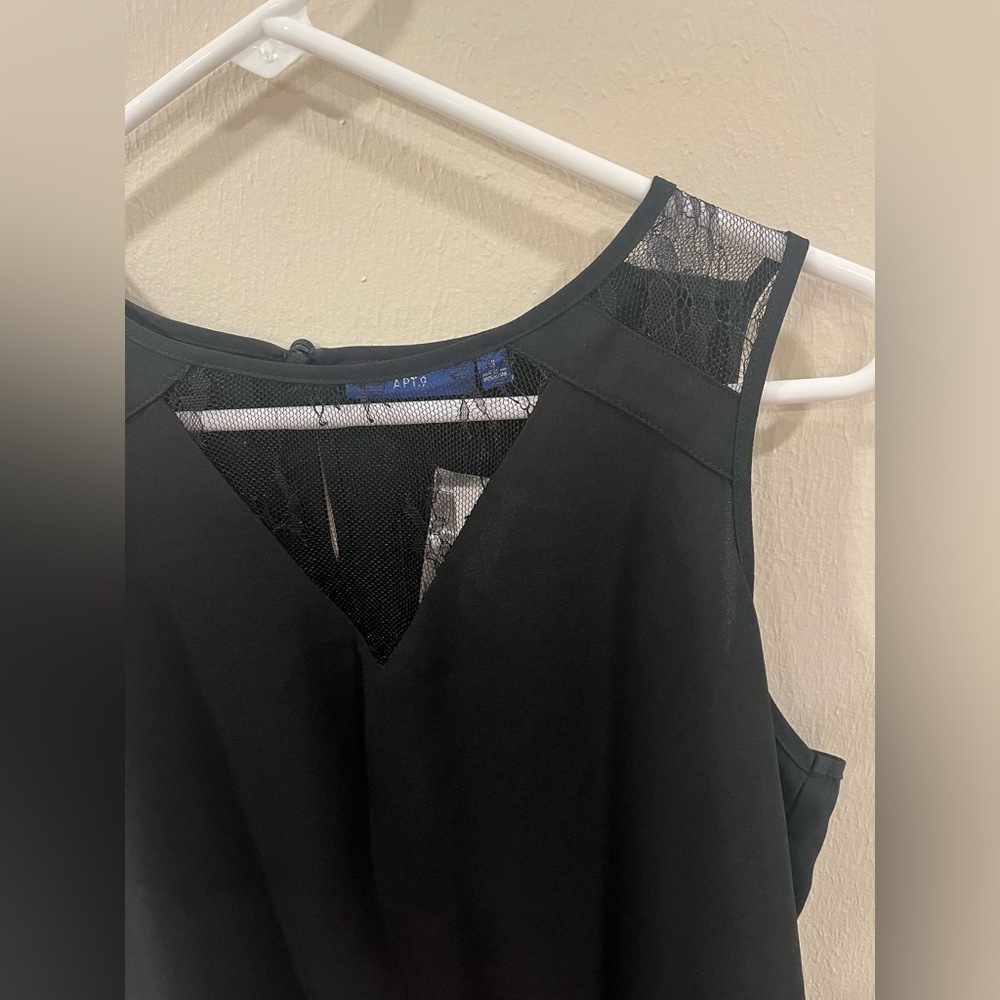 Apt 9 Black Mesh Shoulder V-Neck Blouse - Size Small NWT - Picture 2 of 7